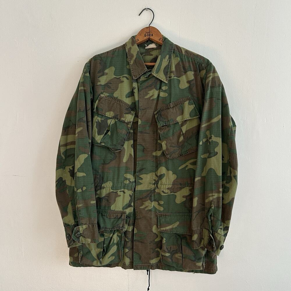 Vintage Vietnam ERDL Slant Pocket Jacket Ripstop 1968 Lowland Size Med Regular